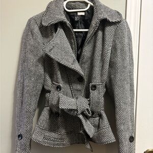 Focus Lifestyle Black-White Wool Pea Coat